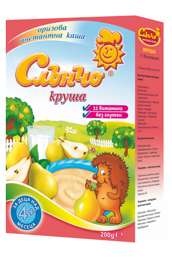 Слънчо каша Круша 4+м. цена 4.50лв - Слънчо Слънчо каша Круша 4+м. - Слънчо